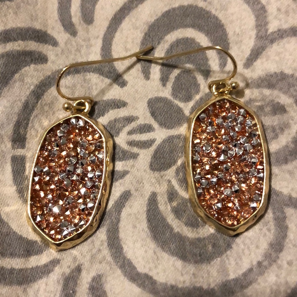 Pink Paved Sprinkle Rhinestone oval Earrings